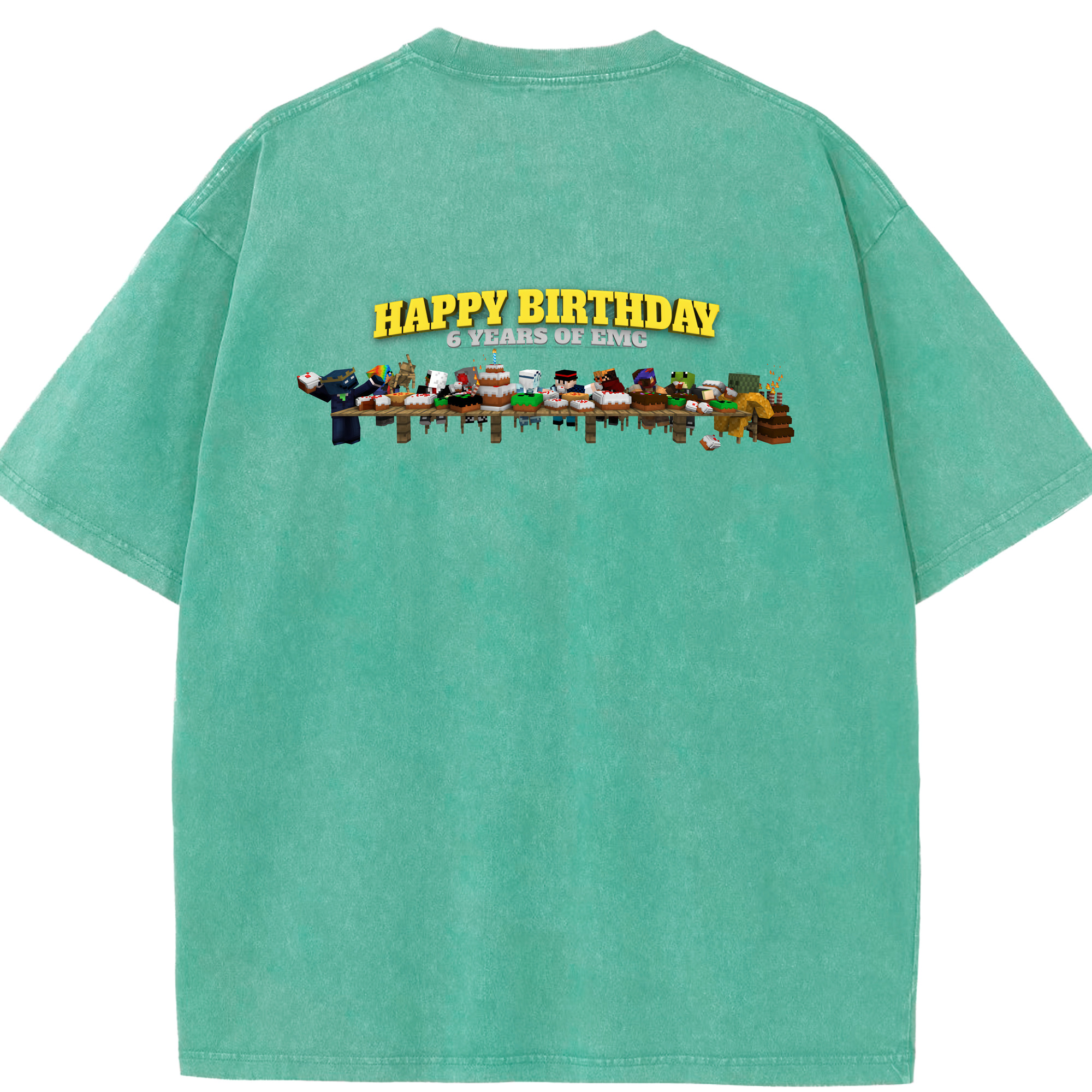 （画像用） マインクラフト ブロックの世界 Minecraft MC Block world 綿100% ヴィンテージ風 半袖Tシャツ（背面プリント）